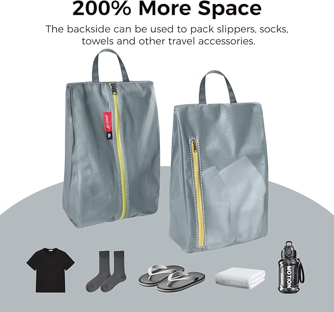 pack all Shoe Bag for Travel, Water-Resistant Shoe Pouch for Gym, Odor-Resistant Soccer Cleats Bag for Sport (Dual Pocket Version)