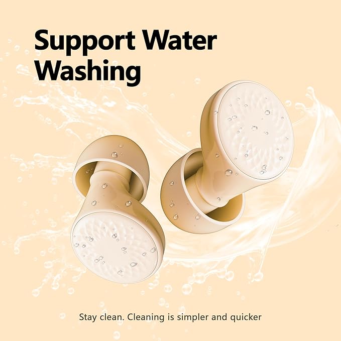 Ear Plugs for Sleeping Noise Cancelling, 45dB for Noise Reduction, Noise-Reducing Earplugs for Sleeping, Concerts, Shooting, Silicone Hearing Protection Earbuds with 8 Eartips (Beige, One Size)