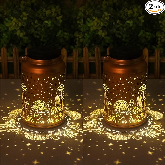 Birthday Gifts for Women, Men, Mom, 2 Pack Turtle Solar Lanterns Outdoor Waterproof - Hanging Turtle Solar Lights Garden Decor, Outdoor Decor for Patio, Yard