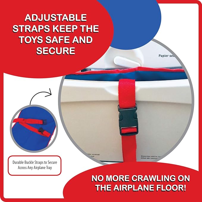 Fun N Fly Foldable Travel Tray - Blue Red Portable Durable Kids, Toddler, Baby Play Space and Snack Desk for Airplane Travel by FunnFly