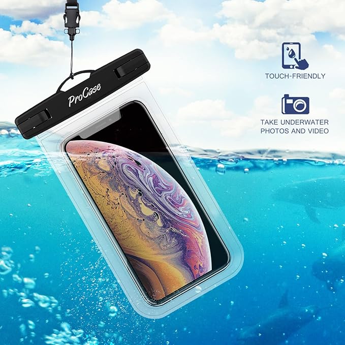 ProCase 2 Pack Waterproof Phone Pouch Case, 7" Universal Underwater Cellphone Dry Bag for iPhone 17 Air 16 15 14 13 Pro Plus Max 12 11, Galaxy S24 S23 S22 Ultra Pixel -Clear