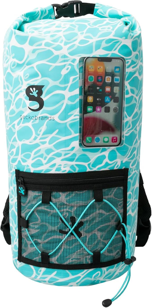 geckobrands Hydroner 20L Waterproof Dry Bag Backpack – Lightweight Roll-Top Bag with Clear Phone Pouch for Outdoor Activities
