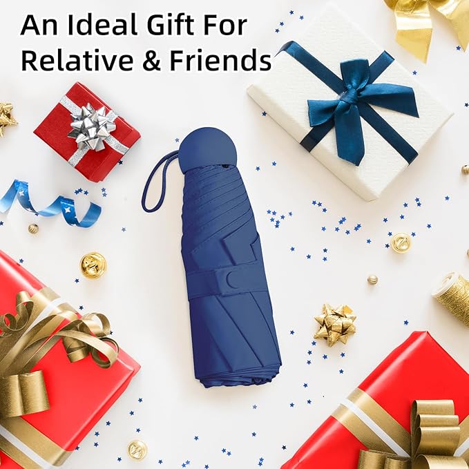 Travel Mini Compact Folding Umbrella with Case - UV Sun & Rain Protection, Lightweight Portable Pocket Umbrella for Women Men Kids, Fits Purse Backpack