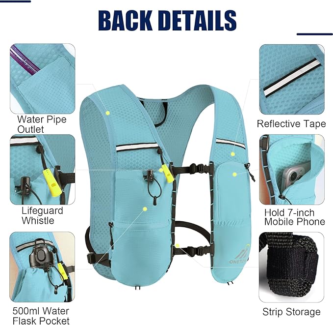 Running Vest for Women & Men, 6L Hydration Backpack with 2L Water Bladder, Lightweight Water Backpack for Trail Running, Marathon, Hiking, Cycling, Jogging, Adjustable Fit