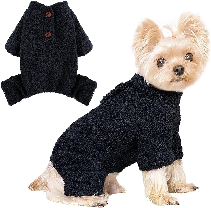 Dog Sweaters for Small Dogs Winter Dog Pajamas Sized Dogs Boy Girl Fleece Pet Clothes Puppy Outfit 4 Legs Jumpsuits for Chihuahua Yorkie Cat Apparel (Blue, XX-Small)