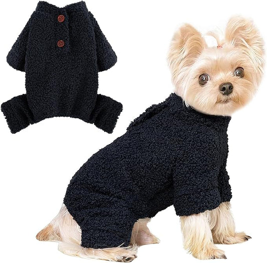 Dog Sweaters for Small Dogs Winter Dog Pajamas Sized Dogs Boy Girl Fleece Pet Clothes Puppy Outfit 4 Legs Jumpsuits for Chihuahua Yorkie Cat Apparel, Blue, S