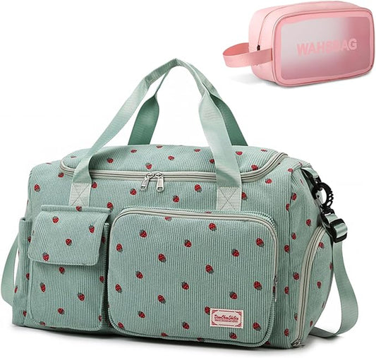 Small Gym Bag for Women, Travel Duffle Bag Carry On Weekender Bag with Shoe Compartment