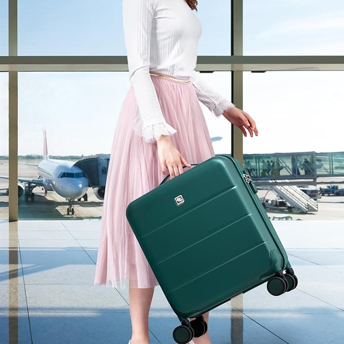 Hanke 16 Inch Underseat Carry On Luggage with Wheels Hard Shell Mini Small Suitcases Carry On Bag for Airline Approved TSA Luggage Lightweight Travel Suitcase(Blackish Green)