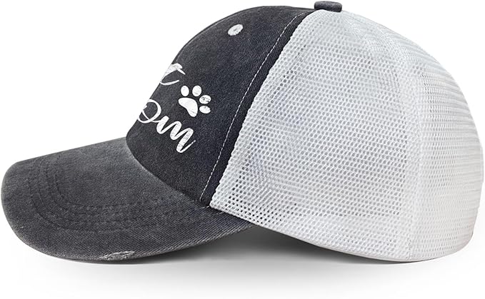 Cat Mom Proud, Cat Lover Mom Ripped Hole Paw Design hat Outdoor Cap for Grandpa