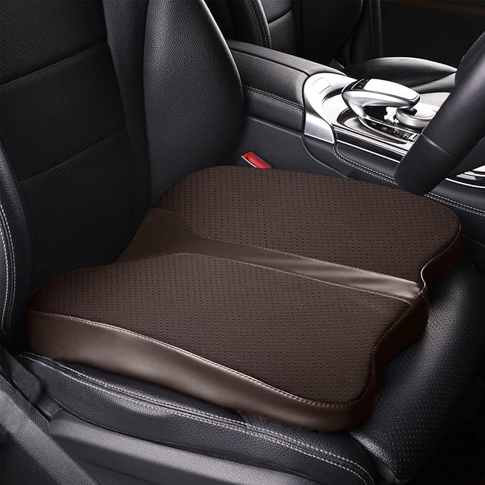 LARROUS Car Seat Cushion - Comfort Memory Foam Seat Cushion for Car Seat Driver, Tailbone (Coccyx) Pain Relief Pad, Car Seat Cushions for Driving, Office Chair Cushion (Brown)