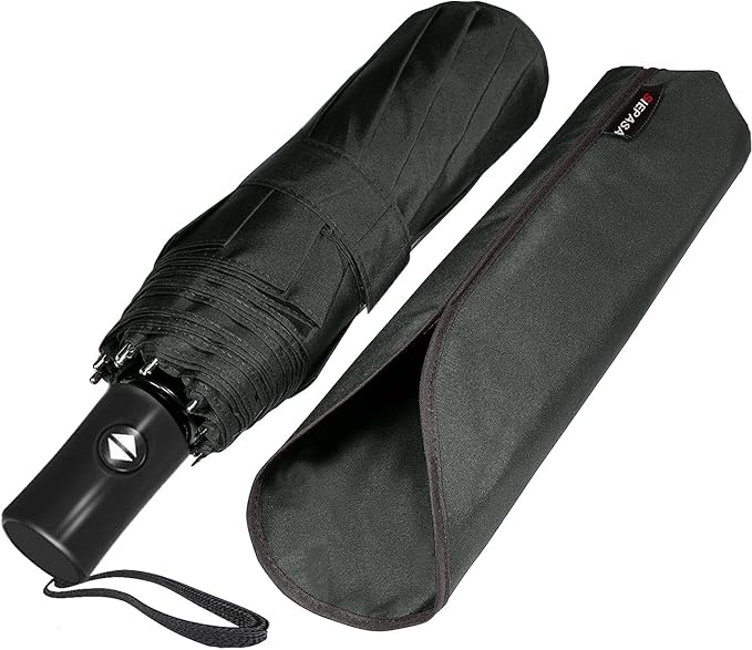 SIEPASA Two Packs Auto Open & Close Small Travel Umbrella Compact for Backpack-Umbrellas for Rain, Lightweight Strong Mini Portable Umbrellas for Men and Women. (Black & Wine Red, 2 Pack)