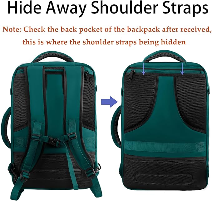 MATEIN Travel Backpack for Men Women, Carry on Backpack for Airplanes, Simple Daypack with Trolley Sleeve, Gifts for International Travelers, 35L, Peacock Blue