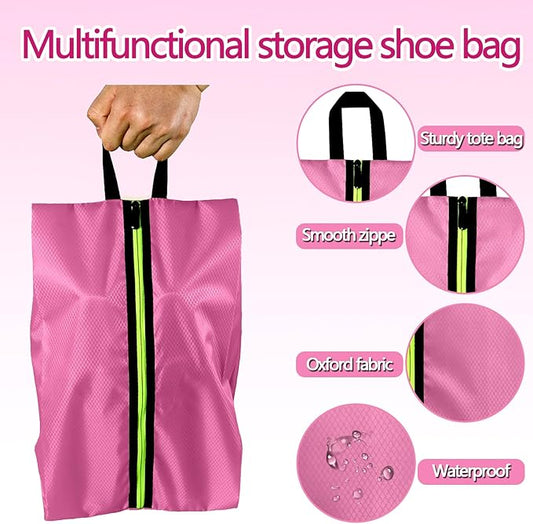 Shoe Bags for Travel - Set of 3 Pack Large Capacity Oxford Fabric Shoe Bags, Multi-Functional Dust-Proof and Waterproof Men & Women Travel Shoe Bag (Pink)