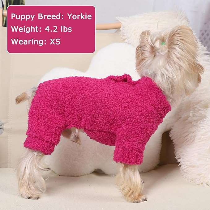 Dog Sweaters for Small Dogs Winter Dog Pajamas Sized Dogs Boy Girl Fleece Pet Clothes Puppy Outfit 4 Legs Jumpsuits for Chihuahua Yorkie Cat Apparel, Rose, M