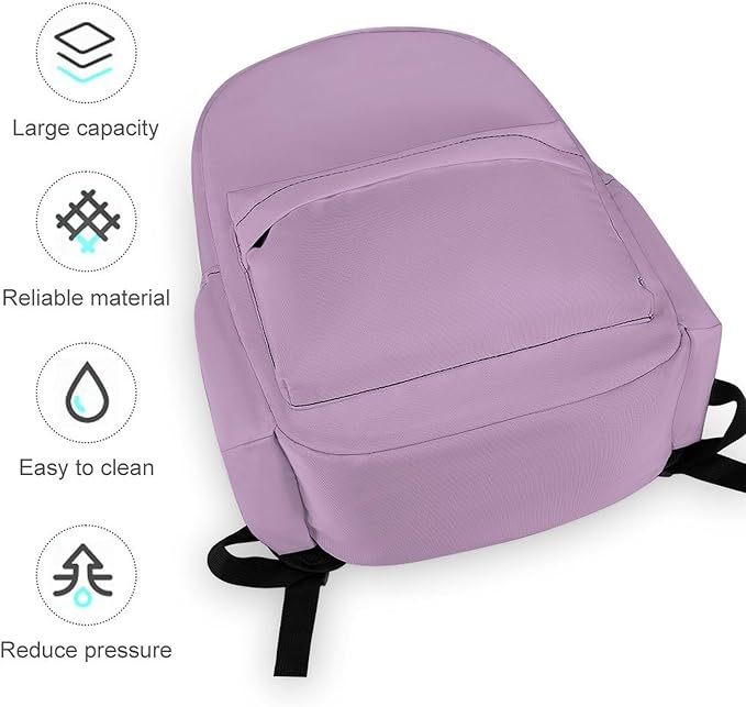Lilac Backpack Adult Travel Daybag for Women Men College Backpack for Vacation Hiking Camping Bag