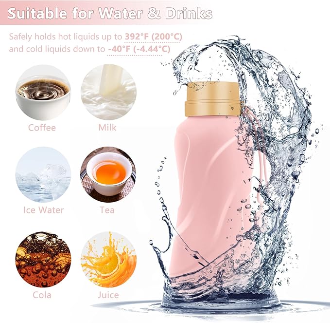 Collapsible Water Bottles 2 Pack,Leak Proof,Reuseable BPA Free Silicone Foldable Water Bottles,Durable Lightweight for Travel Gym Camping Hiking,Compact Size Portable Sports Water Bottle (Black&Pink)