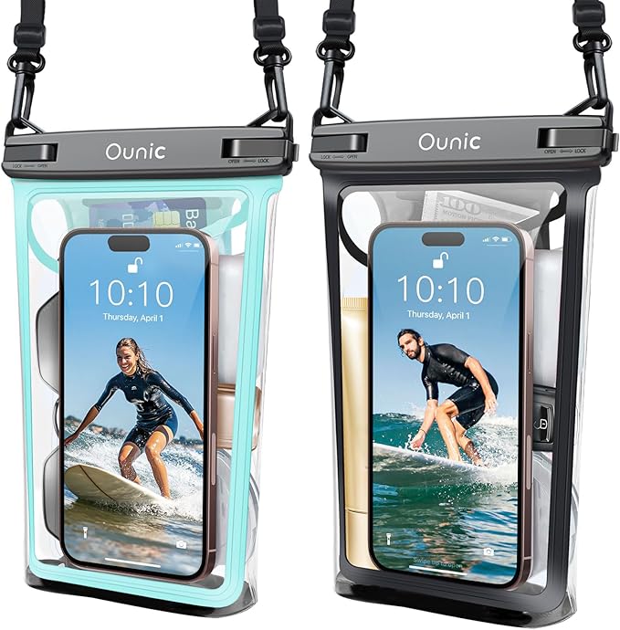 Large Waterproof Phone Pouch, Floating Waterproof Pouch for iPhone 16 15 14 13 12 Pro Max Galaxy S25 S24 S23, Adjustable Lanyard, IPX8 Waterproof Bag for Beach Cruise Swimming Rafting Boating