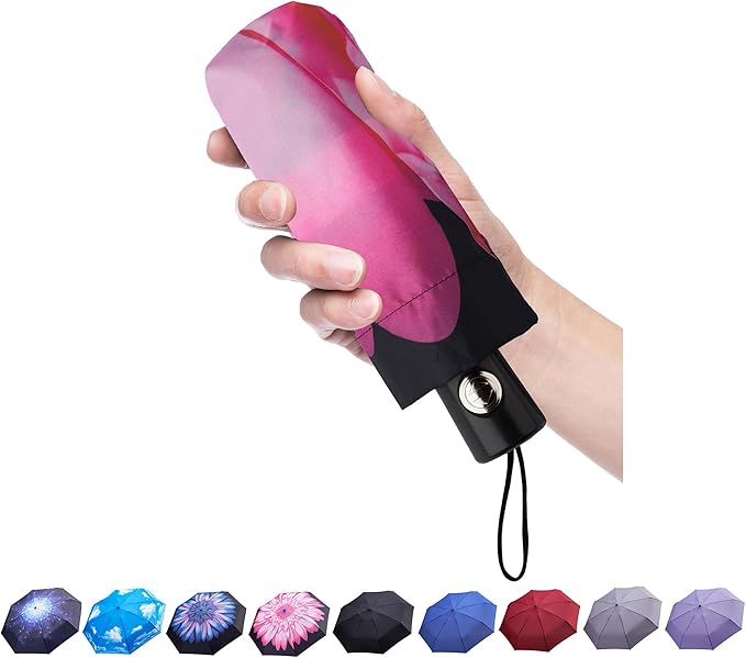 Goothdurs Automatic Mini Travel Windproof Umbrella Compact Auto Open/Close Small Lightweight Folding Rain Umbrellas for Women Men