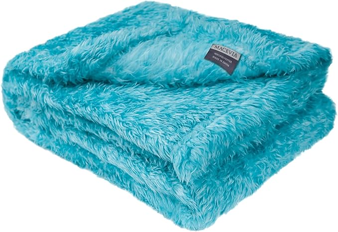 MACEVIA Fluffy Fleece Dog Blankets,Warm Soft Fuzzy Pets Blanket for Puppy,Small,Medium,Large Dogs and Cats,Plush Pet Throws for Bed,Couch,Sofa,Travel(24x29 Inch, Sea Blue)