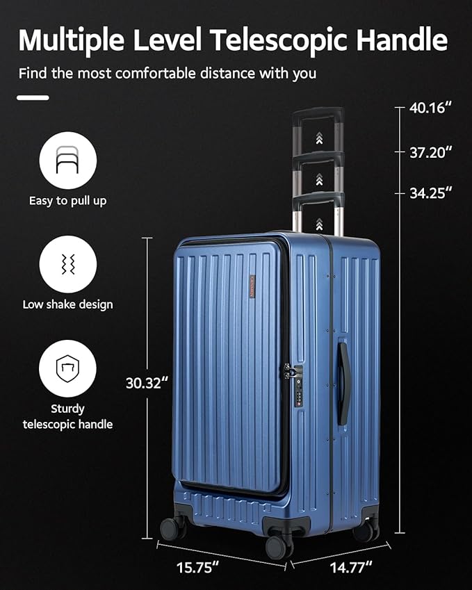 Checked Luggage, Large Suitcase 29 Inch Trunk Luggage with Spinner Wheels, Lightweight ABS+PC Hard Shell with Aluminum Frame, Top Opening, TSA Lock (Blue, 1PC)