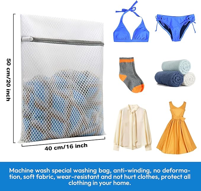 3Pcs Durable Honeycomb Mesh Laundry Bags（12 x 16 Inches） Delicates Laundry Bags for Travel, College, Dorm, Family And Apartment Dwellers