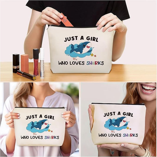 Shark Makeup Bag Graduation Gifts: Sharks Themed Cosmetic & Toiletry Organizer Pouch For Daughters, Sisters, Niece, Mom, Friends,Teen Girls & Women.Ideal Shark Lover Gift For Travel, Birthdays.