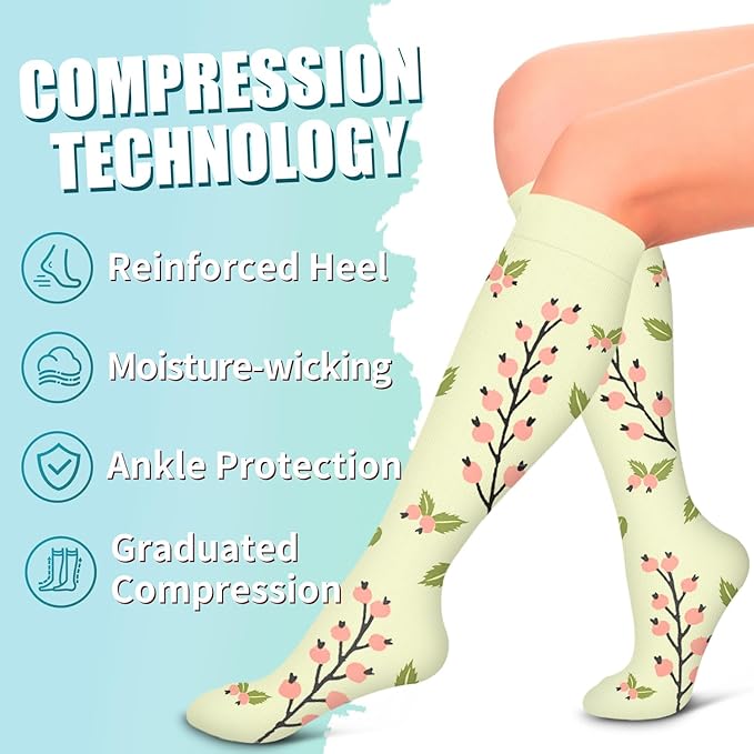 Laite Hebe Compression Socks for Women & Men Circulation(6 pairs)-Graduated Supports Socks for Running, Athletic Sports