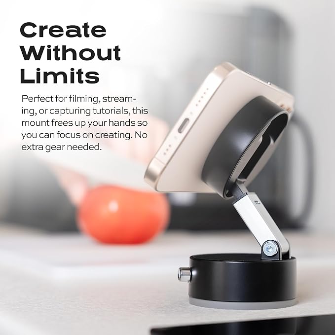 Statik HyperMount® Vacuum Phone Mount - Magnetic Phone Holder, Vacuum Seal Car Phone Mount, Use It on Smooth Surfaces, Compatible with Apple MagSafe, Magnetic Rings Included for Android Devices