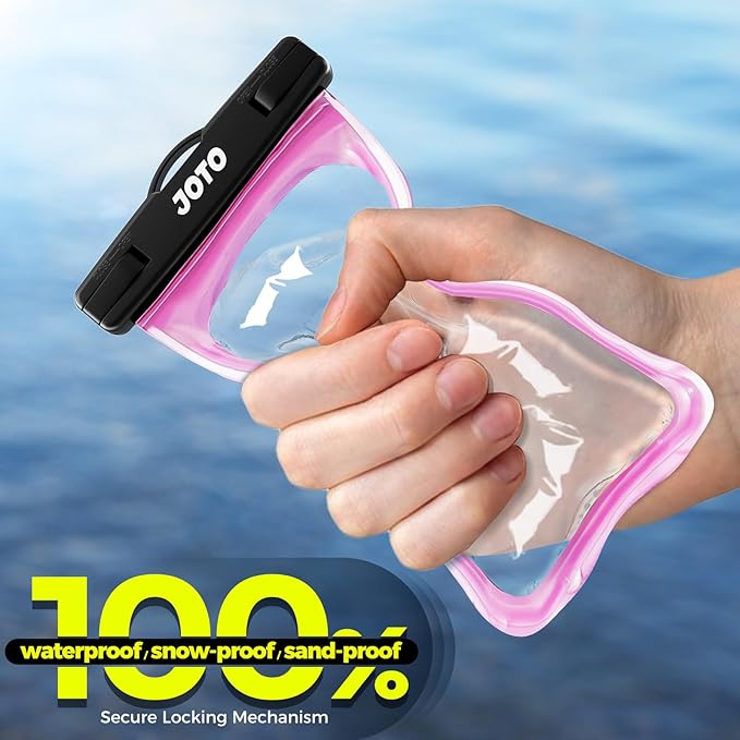 JOTO Up to 7" Universal Waterproof Phone Case for iPhone 17 Air 16 15 14 13 12 11 Plus Pro Max, IPX8 Cellphone Dry Bag XR X SE, Galaxy S23 S22 S21 S20+ S20 S10 Plus Note, Pixel -Pink