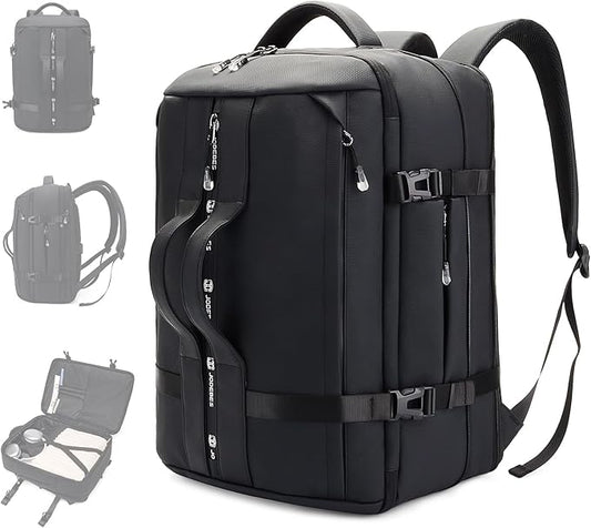 50L Carry on Travel Backpack for Men Women Airline Approved Convertible Duffle Backpack Luggage Bag,TSA Overnight Bags,fits 17" Laptop Smart Backpack-Black