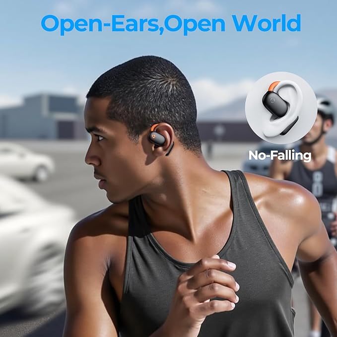 occiam Ear Buds Wireless Earbuds, AI Translation, 80H Playback, Earhook Glow & Control,16.2mm Large Driver for Rich Audio, Bluetooth Headphones Over-Ear Earphones for Sport Running (Matte Black)