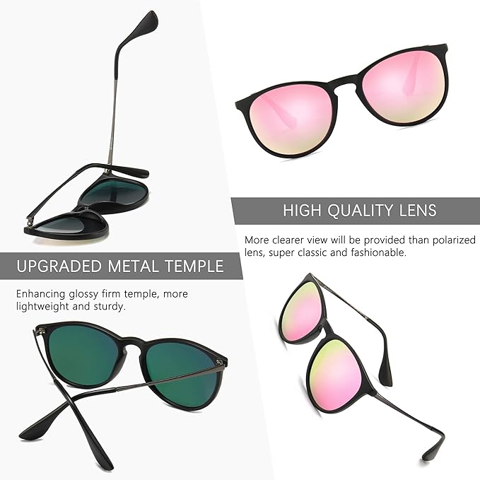 SUNGAIT Premium Vintage Round Sunglasses for Women Men Classic Retro Trendy Style