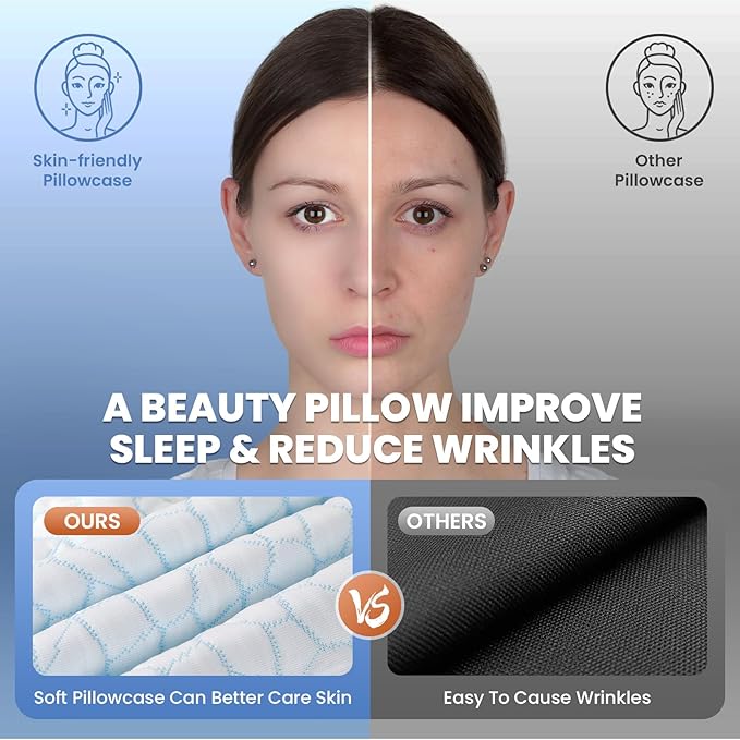 JINXIA Cervical Neck Pillow for Neck and Shoulder, Odorless Memory Foam Pillow with Soft Silk Cover, Ergonomic Orthopedic Neck Support Pillow for Side, Back & Stomach Sleepers - White