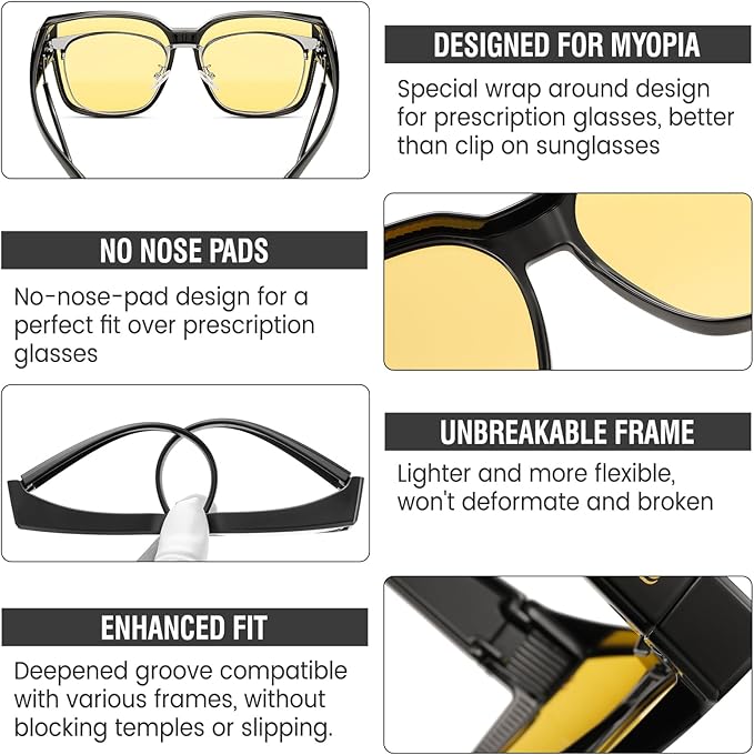 DUCO Fit Over Sunglasses for Men Women Wear Over Glasses Retro Wrap Around Polarized Sun Glasses UV400 Protection DC8981