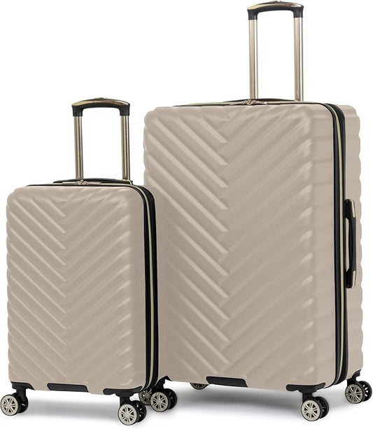 Kenneth Cole REACTION Madison Square Lightweight Hardside Chevron Expandable Spinner Luggage, Taupe, 2-Piece Set (20" & 28")