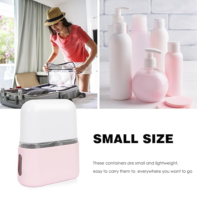 Songaa 2 In 1 Travel Size Bottles - Travel Shampoo and Conditioner Containers for Toiletries, Refillable Toiletry Bottles with Lid - Pink