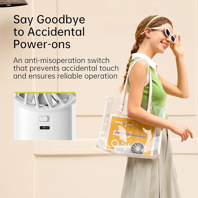 JISULIFE Handheld Portable Fan with Powerful Motor,LED Display,3600mAh Battery,5 Wind Speeds,Lanyard; Summer Essentials USB Rechargeable Hand held Fan for Travel,Beach,Makeup,Concerts-Gery