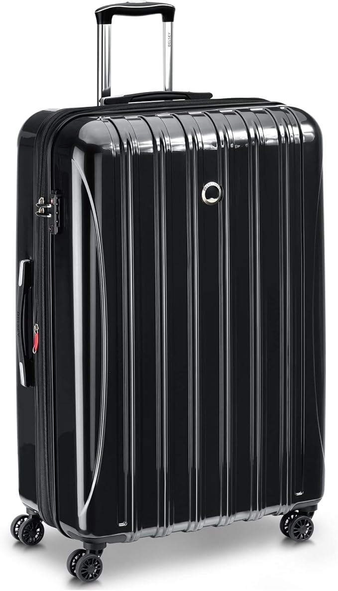 DELSEY PARIS Helium Aero Hardside Expandable Luggage with Spinner Wheels, Black, Checked-Large 28 Inch