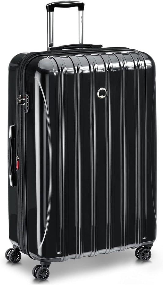 DELSEY PARIS Helium Aero Hardside Expandable Luggage with Spinner Wheels, Black, Checked-Large 28 Inch
