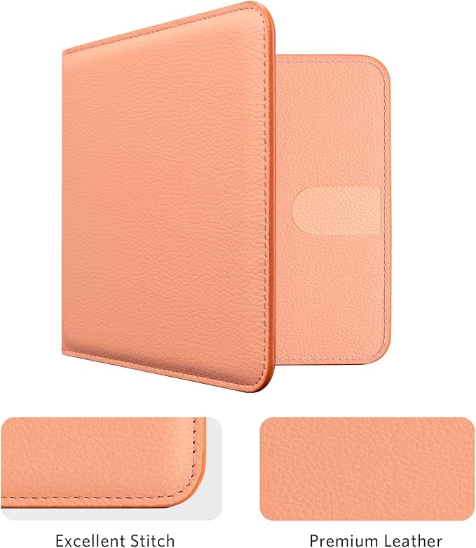 CoBak Car Registration and Insurance Holder - Vehicle Glove Box Car Organizer, Auto Truck Comparment Accessories Case for Essential Document, Driver License, Cards (Orange Pink)