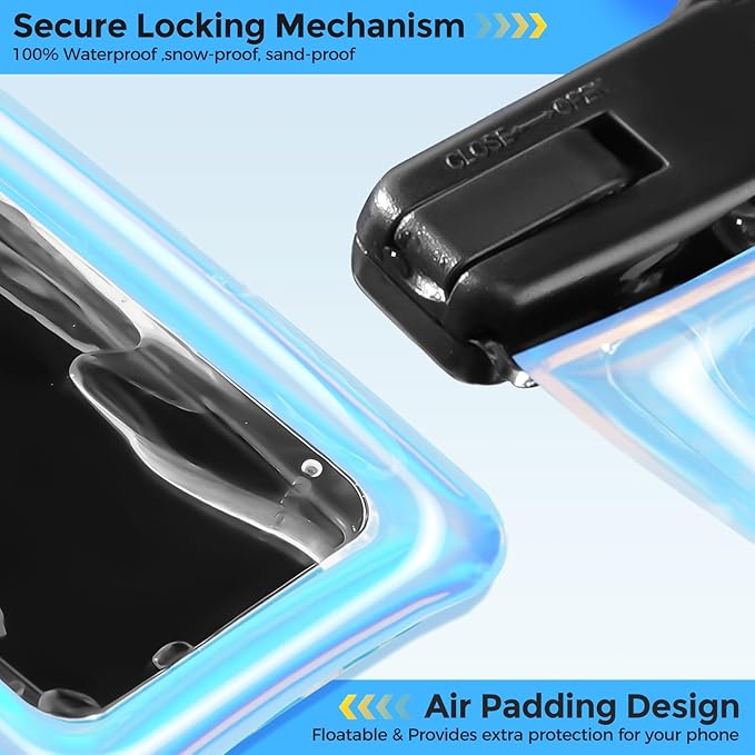 ProCase 2 Pack Floating Waterproof Phone Pouch Up to 7", IPX8 Floatable Underwater Phone Case Dry Bag for iPhone 17/Air 16 15 14 13 12 11 Pro Max Xs Max XR X 8 7 Plus SE/Galaxy S24 S23 S22 - Sparkle