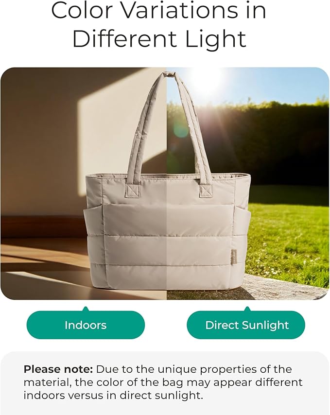 BAGSMART Tote Bag for Women, Lightweight Puffy Tote Bag with Compartments Shoulder Bag Handbag for Travel, Work, Gym