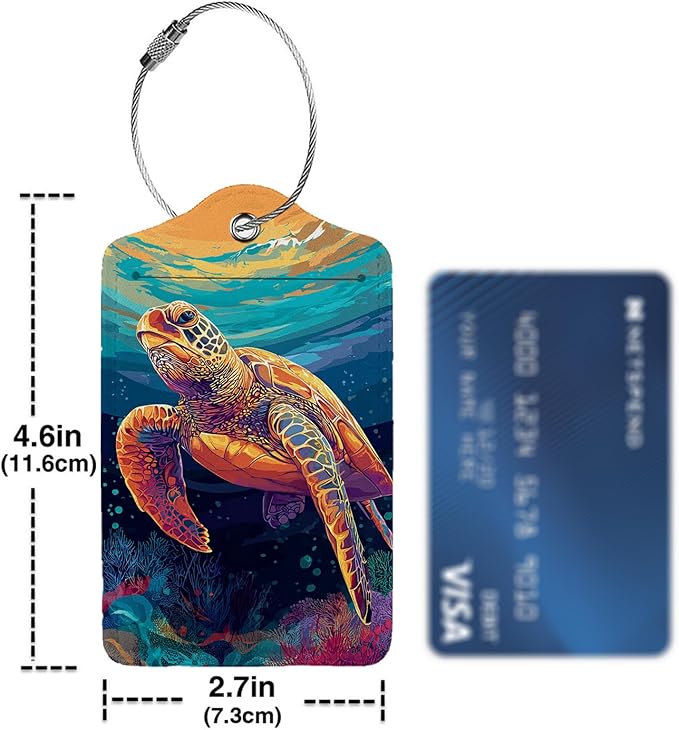 Sea Turtle Luggage Tag 3 Pack Travel Cruise Luggage Tags for Suitcases, Suitcase Tags Identifiers Bag Tags with Privacy Flap, Baggage Name Tag for Women Men Luggage Backpack Handbag School Bag