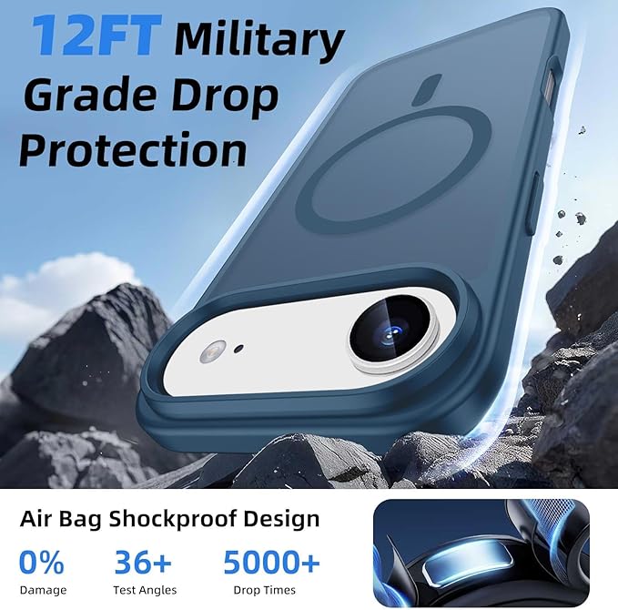 Ntwinro Magnetic for iPhone Air Case (Compatible with MagSafe) with Detachable Wallet & Card Holder for 3 Cards [RFID Blocking] Military Grade Protective Slim Phone Cover for 17 Air 2025, Deep Blue