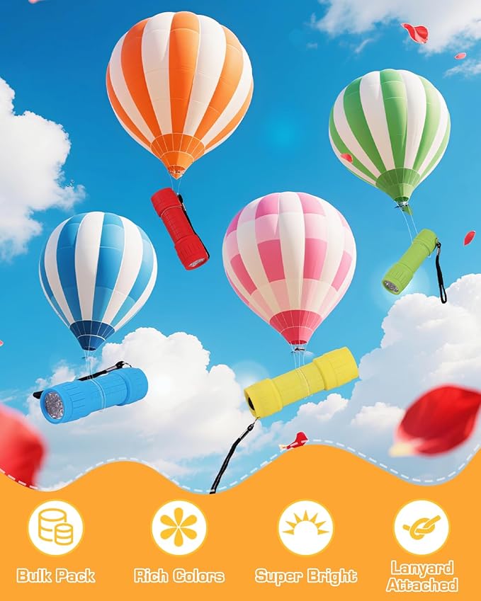 EverBrite 16-Pack Mini LED Flashlight Set - Assorted 4 Colors, 48 AAA Batteries Included, for Hurricane Supplies Party Favors, Kids Gift, Camping, Hiking etc