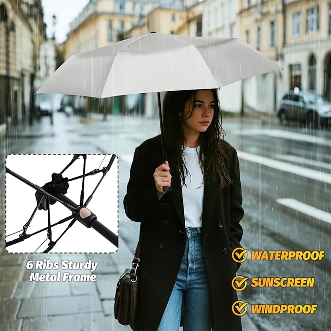 Travel Mini UV Umbrella for Purse Handbag Backpack in Small Size Sun & Rain Protection Compact Lightweight Tiny Pocket Umbrella for Kids Women Men