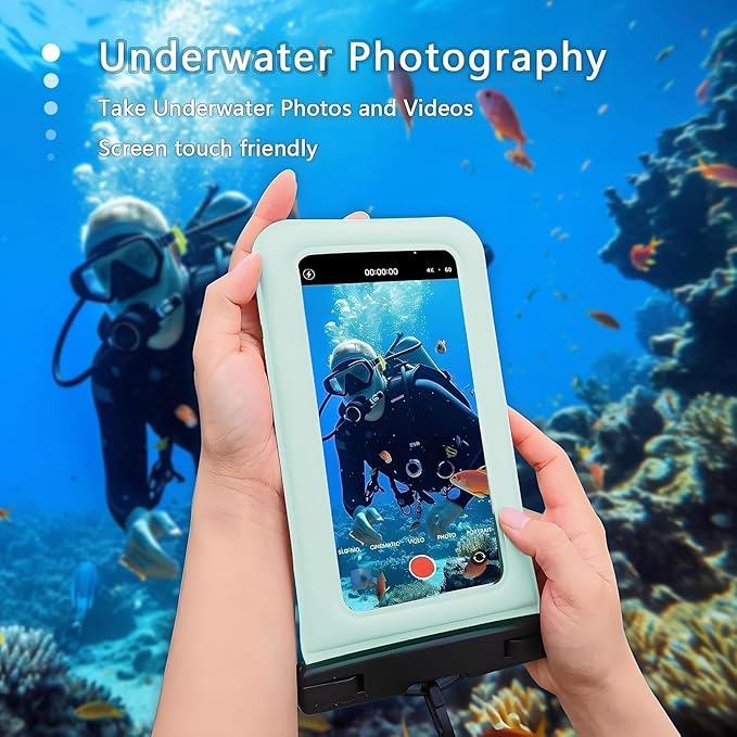 Floatable Soap Bubble Waterproof Phone Pouch/Case with Crossbody Lanyard for iPhone 17 Series 16 Pro Max/15 Pro/14/13/12, IP68 Cellphone Dry Bag Beach Cruise Ship Essentials, 1 Pack-Blue-7″