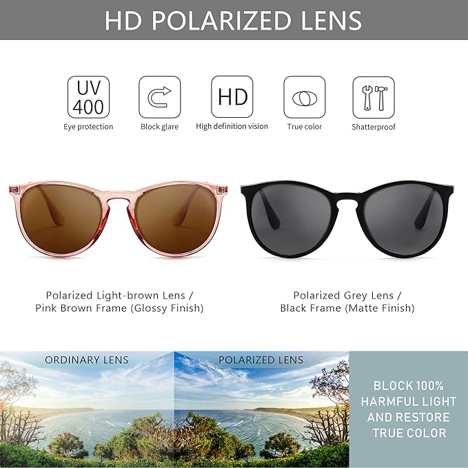 SUNGAIT Premium Vintage Round Sunglasses for Women Men Classic Retro Trendy Style