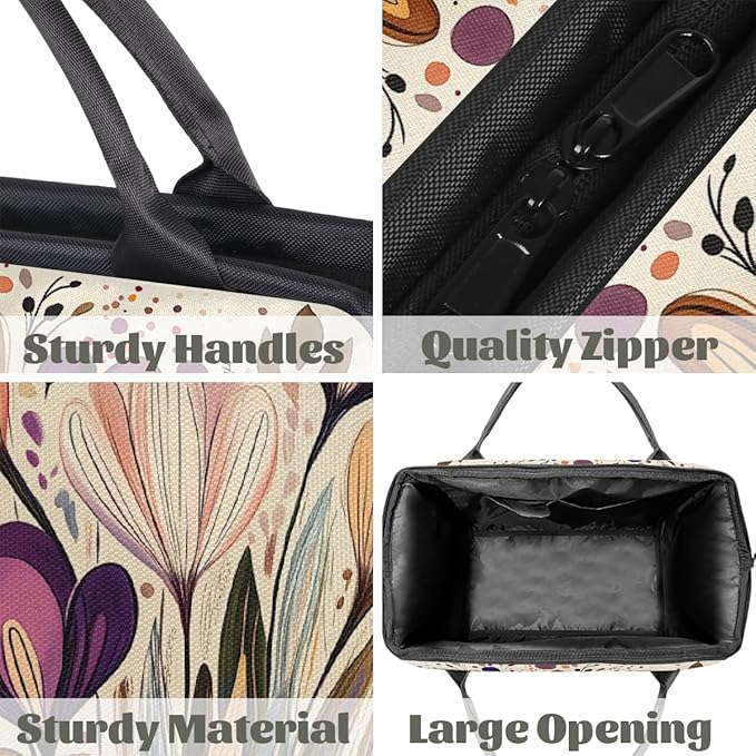 Large Travel Duffle Bag for Women Men,Waterproof Weekender Overnight Bag Carry on Tote Bags for Gym Sport Business Trip,Boho Floral On Beige Duffel Bags