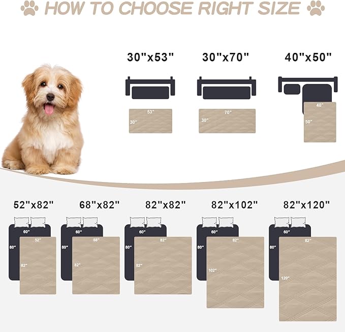 Smiry Waterproof Dog Bed Cover Blanket 30x53, Soft Reversible Pet Blanket, Washable Leakproof Cats Dogs Couch Cover for Sofa, Couch, Furniture, Lattice, Taupe/Beige